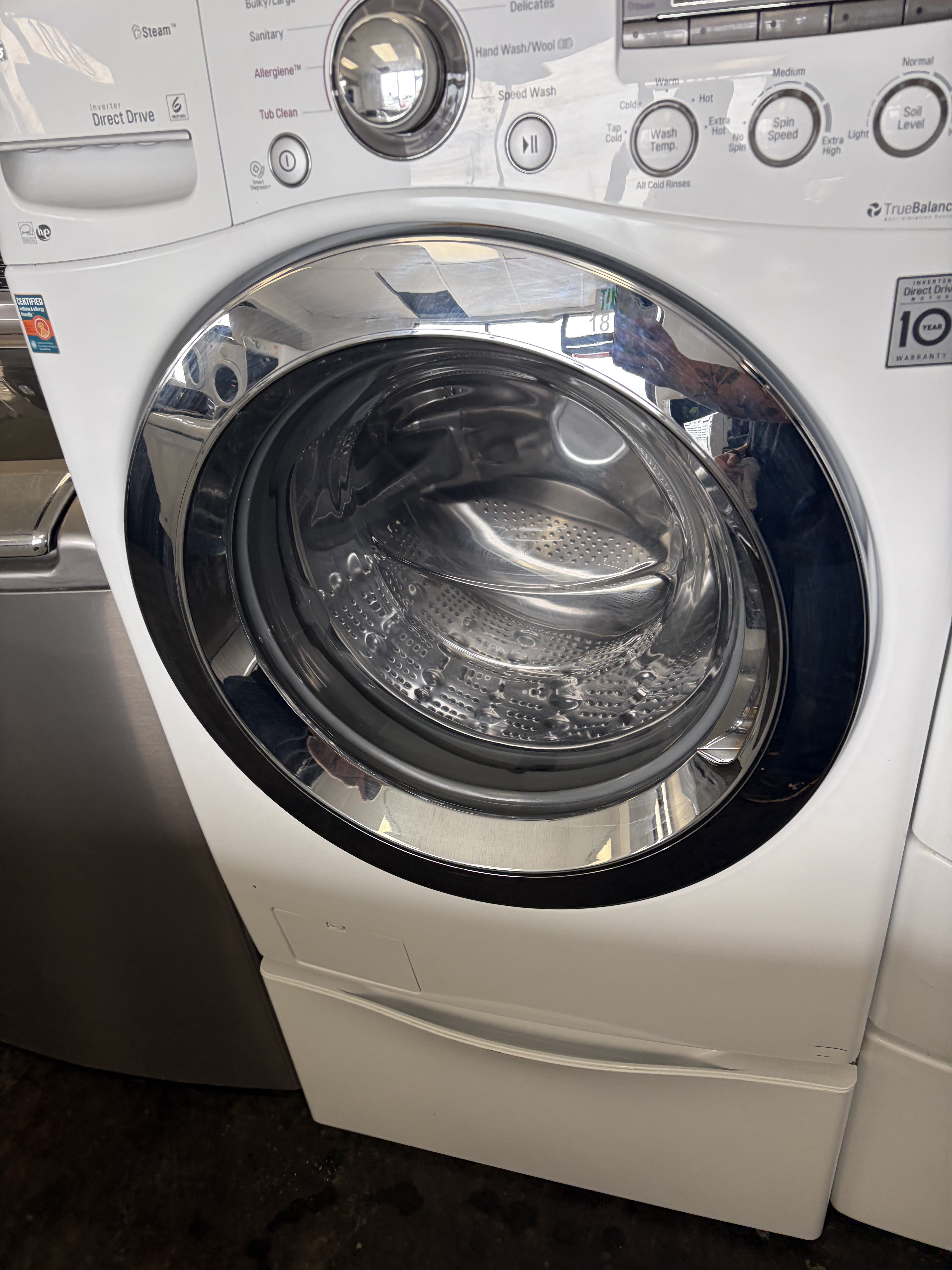 Steam Front Load LG Washer on Pedestal Stock#W-BC08133 - Image 2