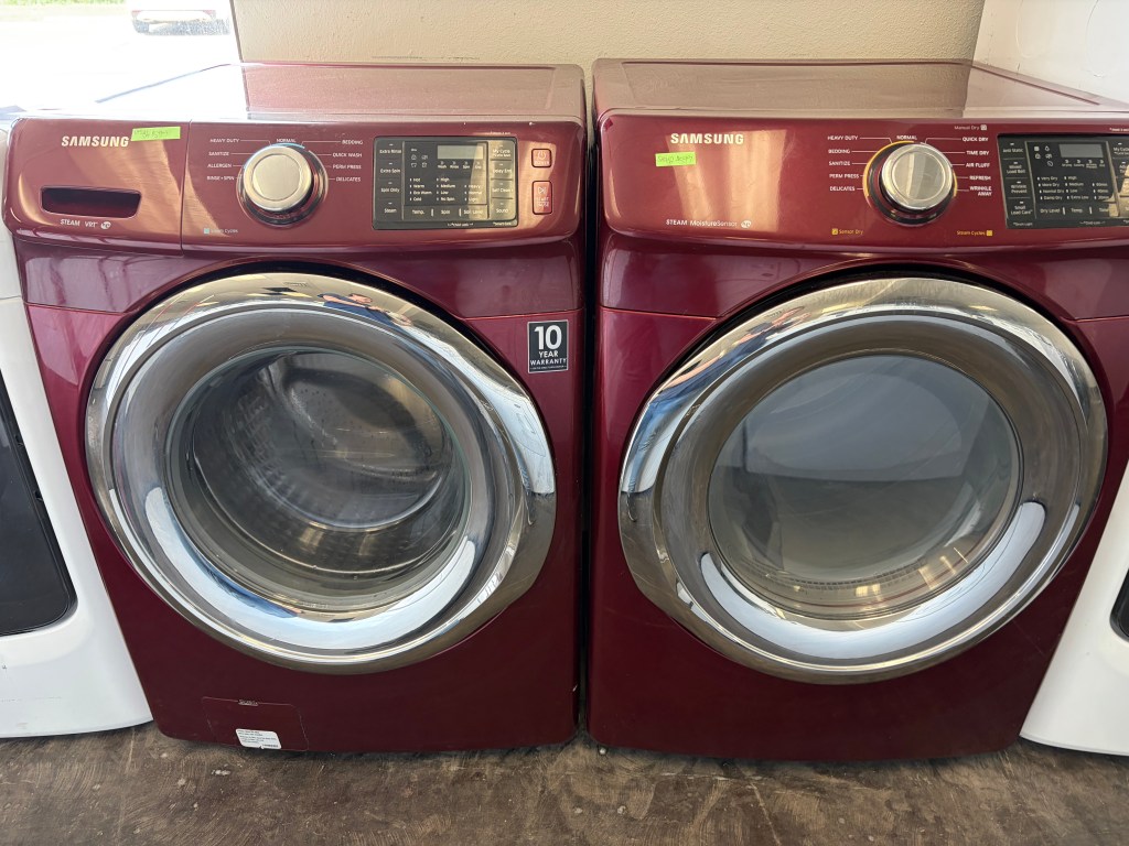 Red Front Load Samsung Washer & Dryer Set *Can Stack Stock#WD-BJ08185